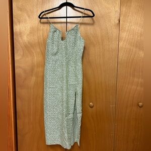 Abercrombie Green and White Midi Dress with Keyhole detail